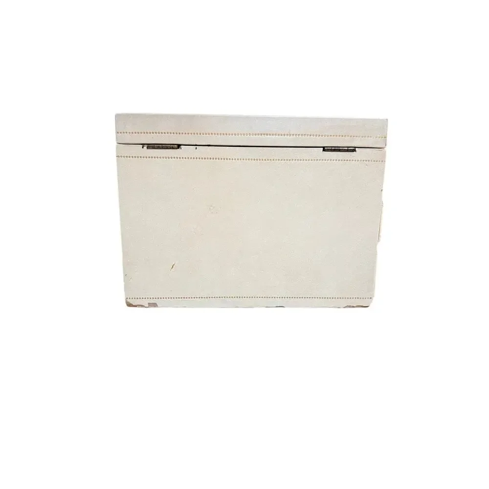 Vintage Ivory Jewelry Chest Red Velvet Mirror Locking 3 Drawer Jewelry Box Case